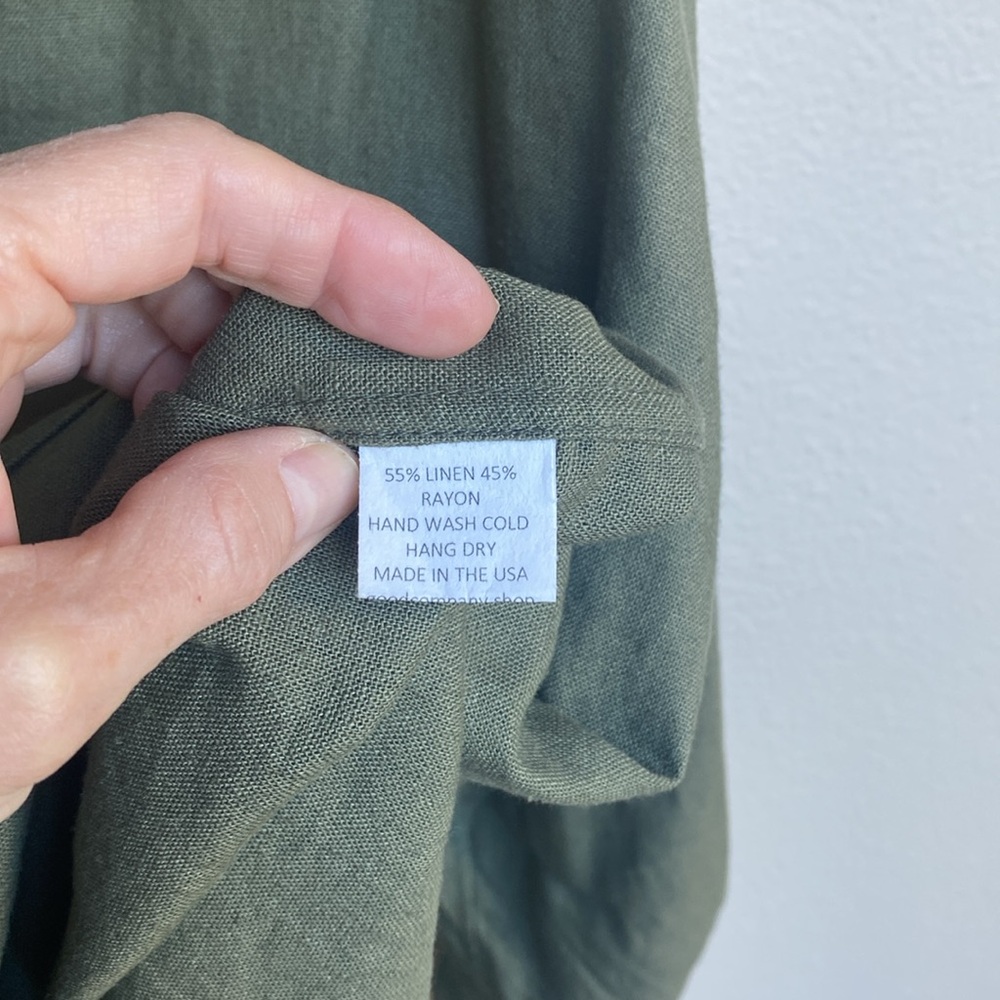 SBJ / GOOD COMPANY tunic blouse in olive green linen/rayon - Picture 3 of 9